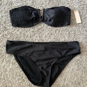 Women's Black Bandeau Bikini Set - Classic Two-Piece Swim